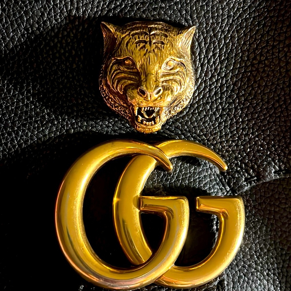 GUCCI GG Marmont Animalier Top-Handle Tiger Tote Black • Rare and Hard to Find